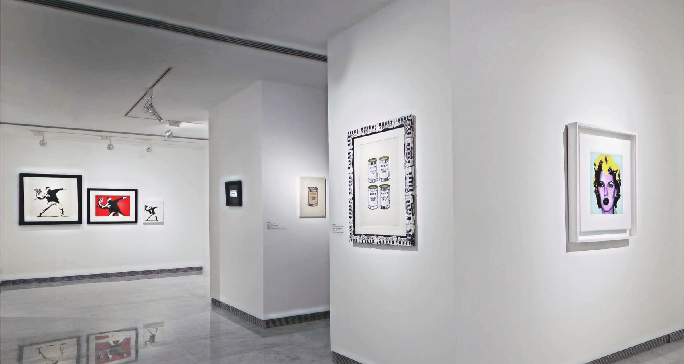 [Placeholder image] Framed works installed in the gallery
