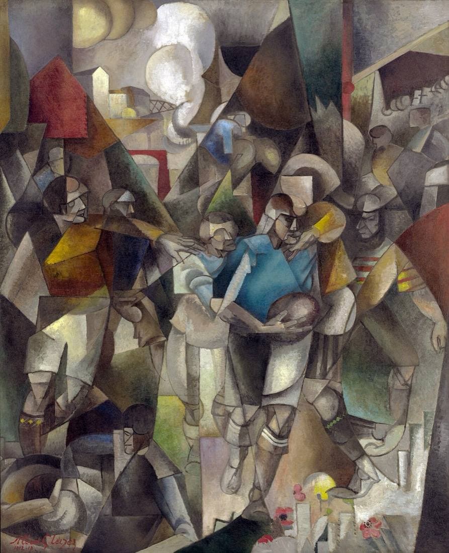 Gleizes's Football Players: players and spectators broken into interlocking Cubist planes.