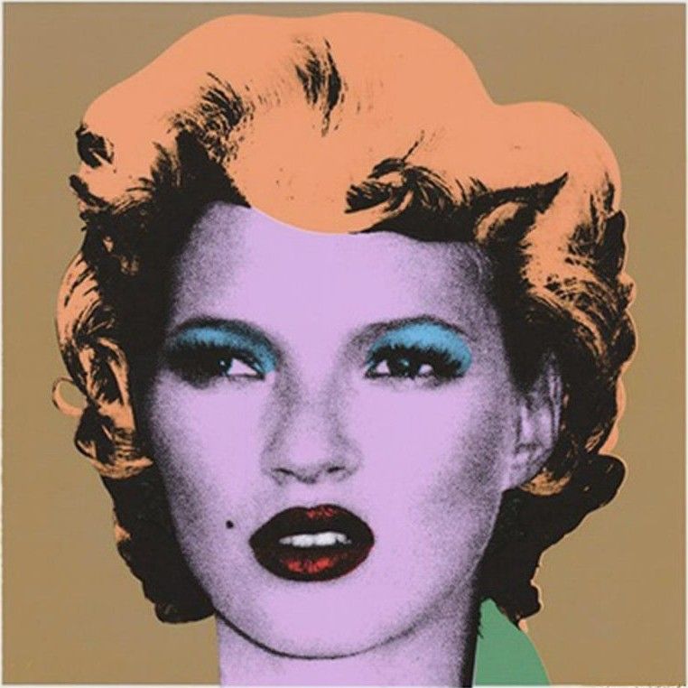 Banksy, Kate Moss, 2005, screenprint, apricot and gold: Kate Moss in the manner of Warhol's Marilyn
