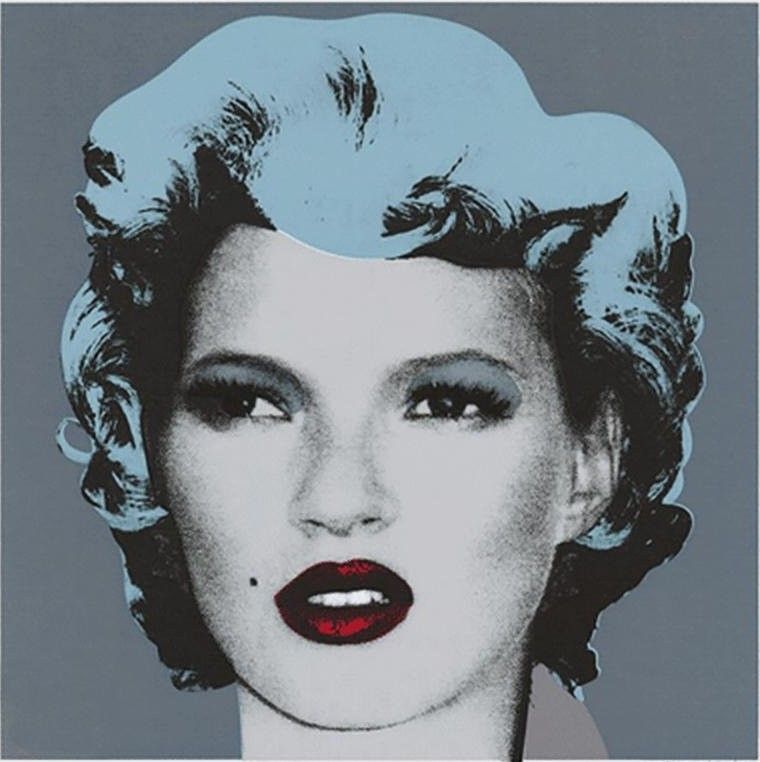 Banksy, Kate Moss, 2005, screenprint, blue and grey: Kate Moss in the manner of Warhol's Marilyn